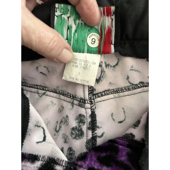 Rare Lip Service Vintage FREAKS IN FUR Y2K  Purple Leopard Lace-Up Flared Pants - Picture 9 of 9